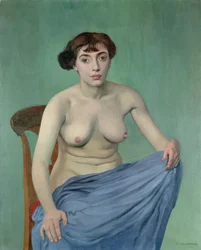Nude in Blue Fabric
